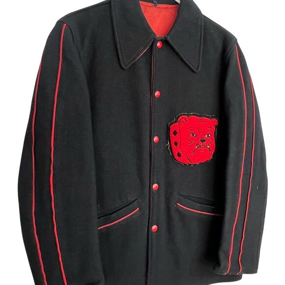 True Vintage 1930’s Wool Red Dog Bulldog Varsity Jacket Size Large ONE OF A KIND - Picture 3 of 7